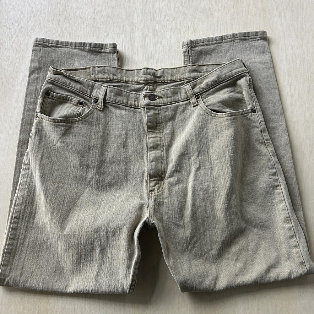 Wrangler Regular Fit Jeans Mens 40x30 Light‎ Wash Beige Denim Straight Casual